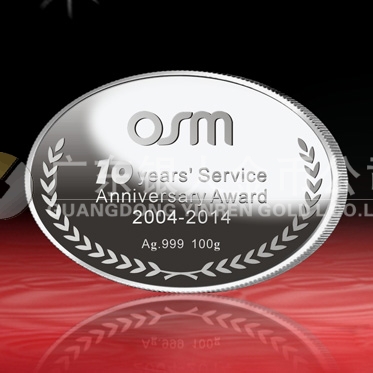2014年10月：定制瑞典OSM Group成立十周年纪念银章
