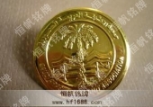 海南椰子徽章,镀金金属徽章
